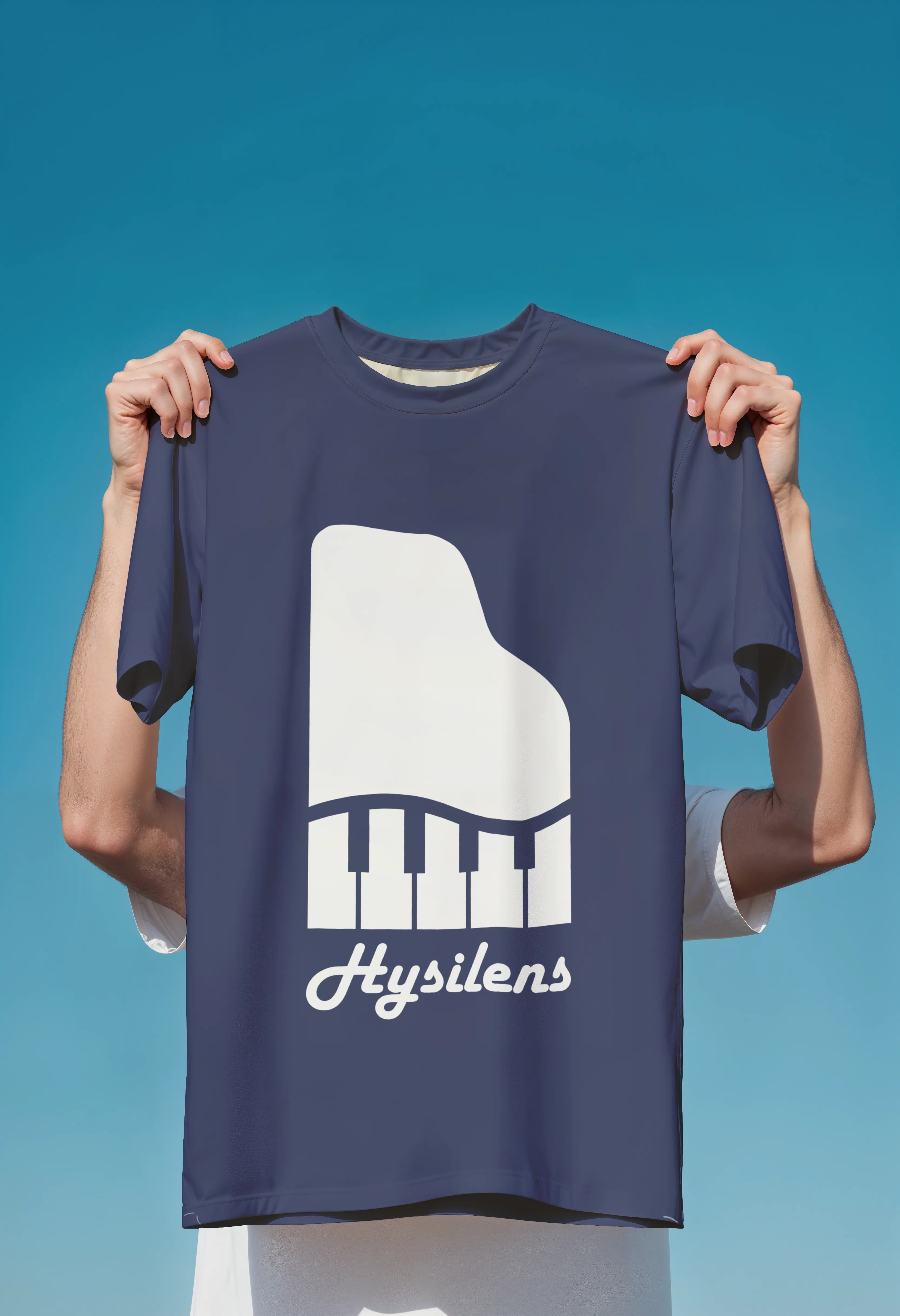 Mockup T-Shirt Bleu (Logo Blanc & Texte)