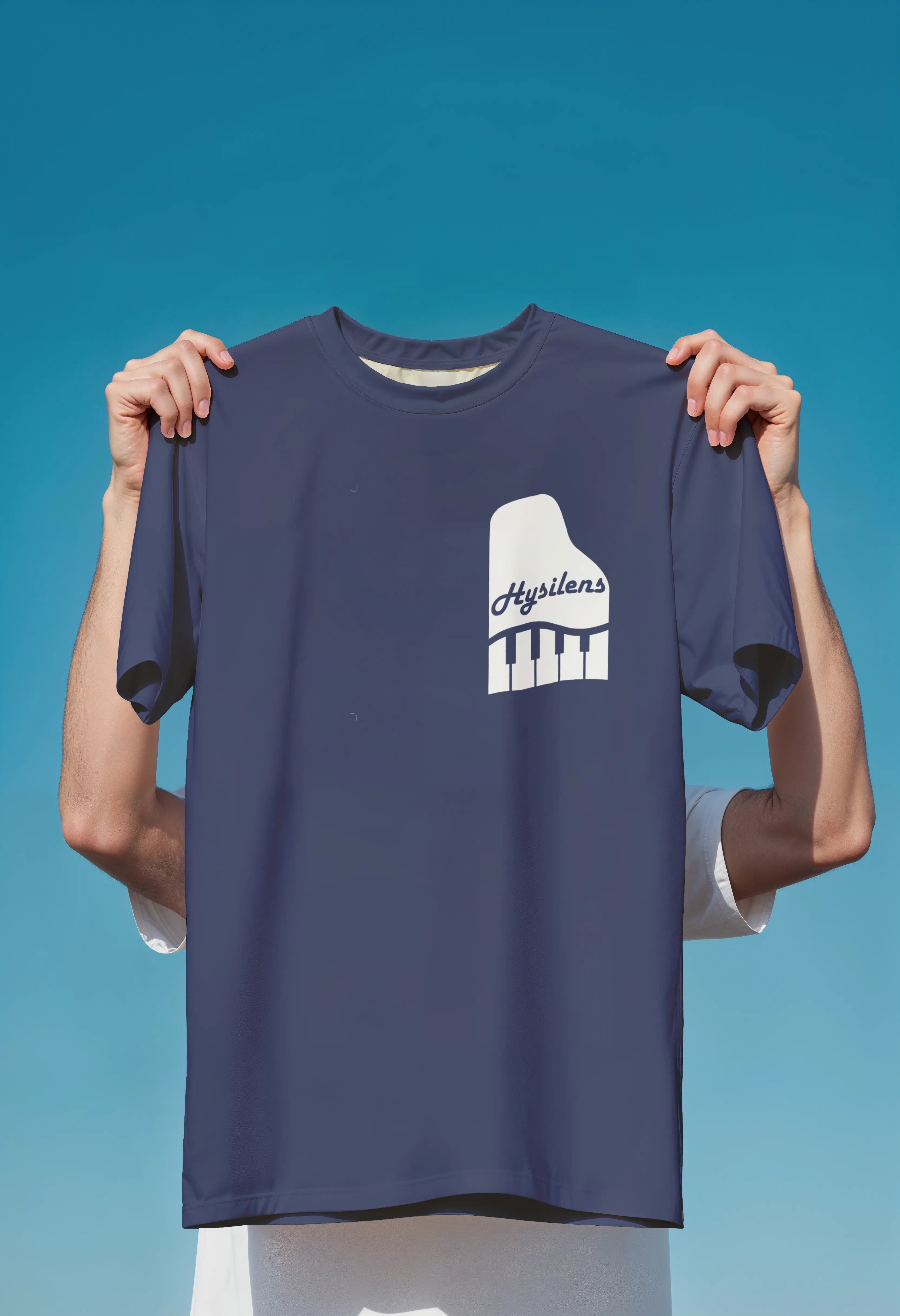 Mockup T-Shirt Bleu (Petit Logo Incrusté)